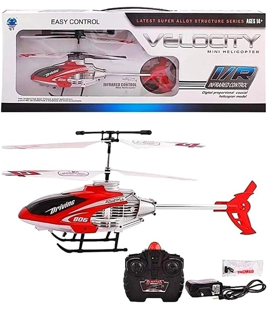 High Speed Velocity Remote Control Helicopter with Unbreakable Blades Infrared Sensors Chargeable Flying Helicopter Toy for Kids Boys RC Helicopter for Indoor and Outdoor