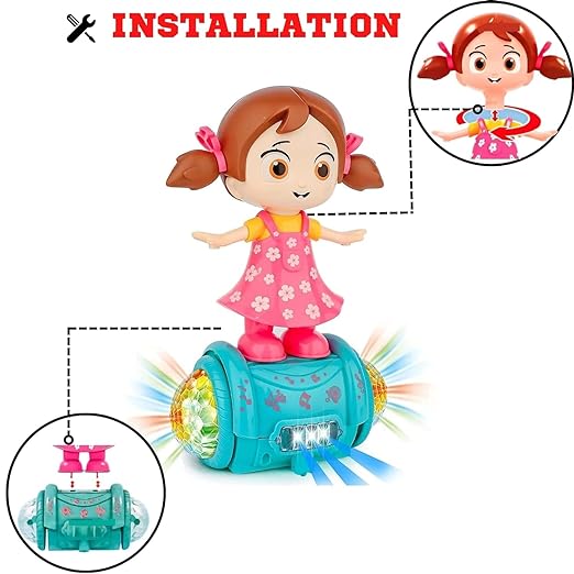 Fashion Girl Musical Dancing Girl 360 Degree Rotating with 5D Light and Musical Sound Activity Kids' Play Center Toy with Bump and Go Functions 1+ Year Kids