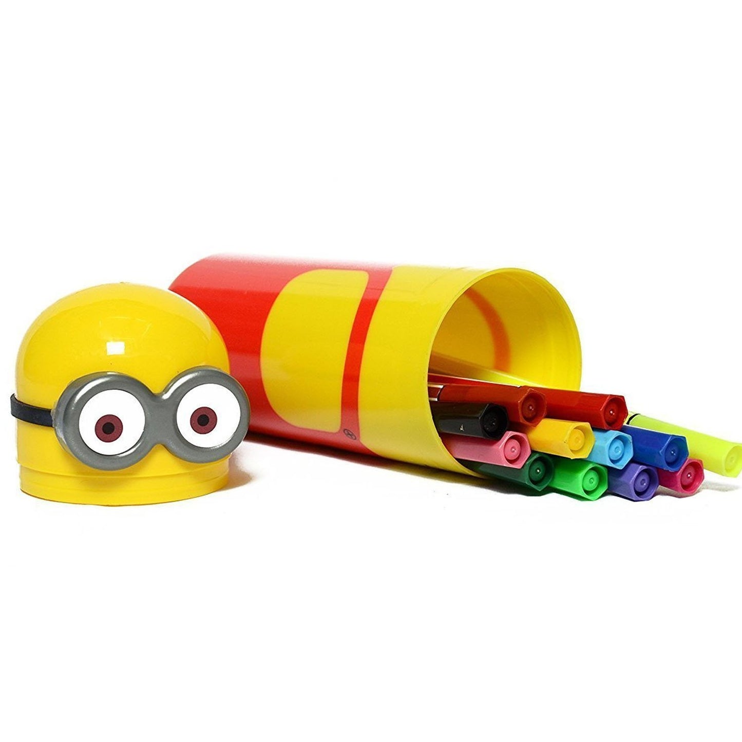 Minions Shaped Sketch Pen-Pencil Box Included with 12 Sketch Pen Set for School Kids (Multicolor)