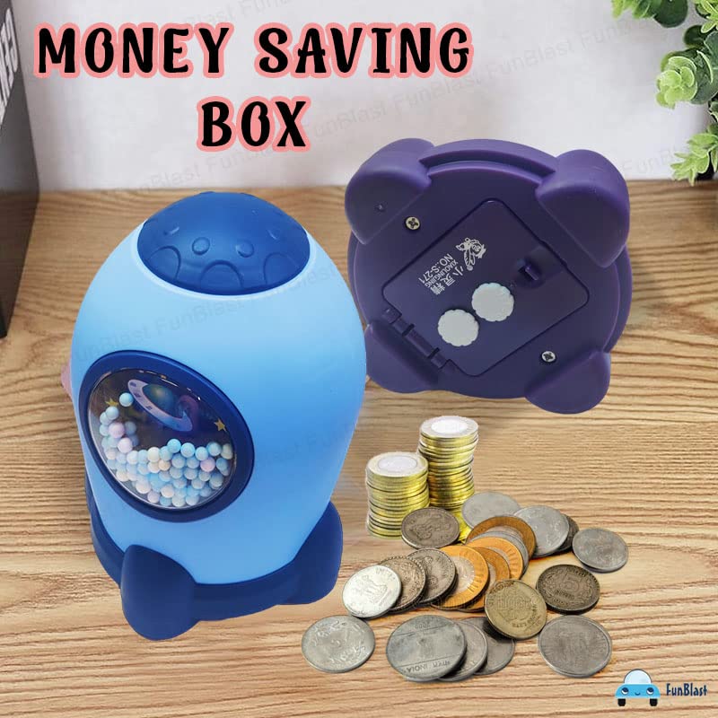 Rocket Piggy Bank for Kids | Steel Coin Bank| 3D embossing Coin Bank