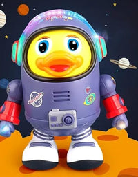 Dancing Space Duck Toy Battery Operated Toy Figure with Lights and Sounds, Dancing Robot with Space Elements Designed for Infants,Babies,Kids (Pack of 1)
