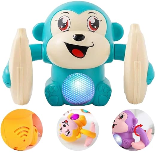 Rolling Banana Monkey Toys with Voice/Touch Sensor On Dancing Monkey Dancing Toy for Kids Rolling Electric Monkey for Children Doll Tumble Monkey Toy with Sound&Light Effects