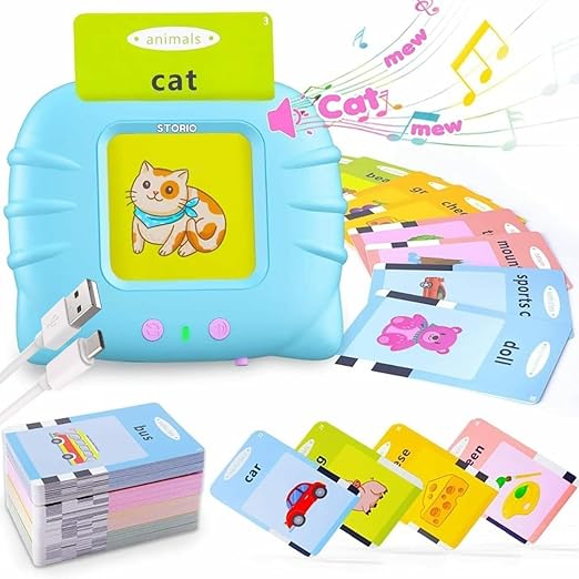 Rechargeable Educational Learning Talking Flash Cards for 2 Year Old Kids Boys Girls Baby Montessori Toys