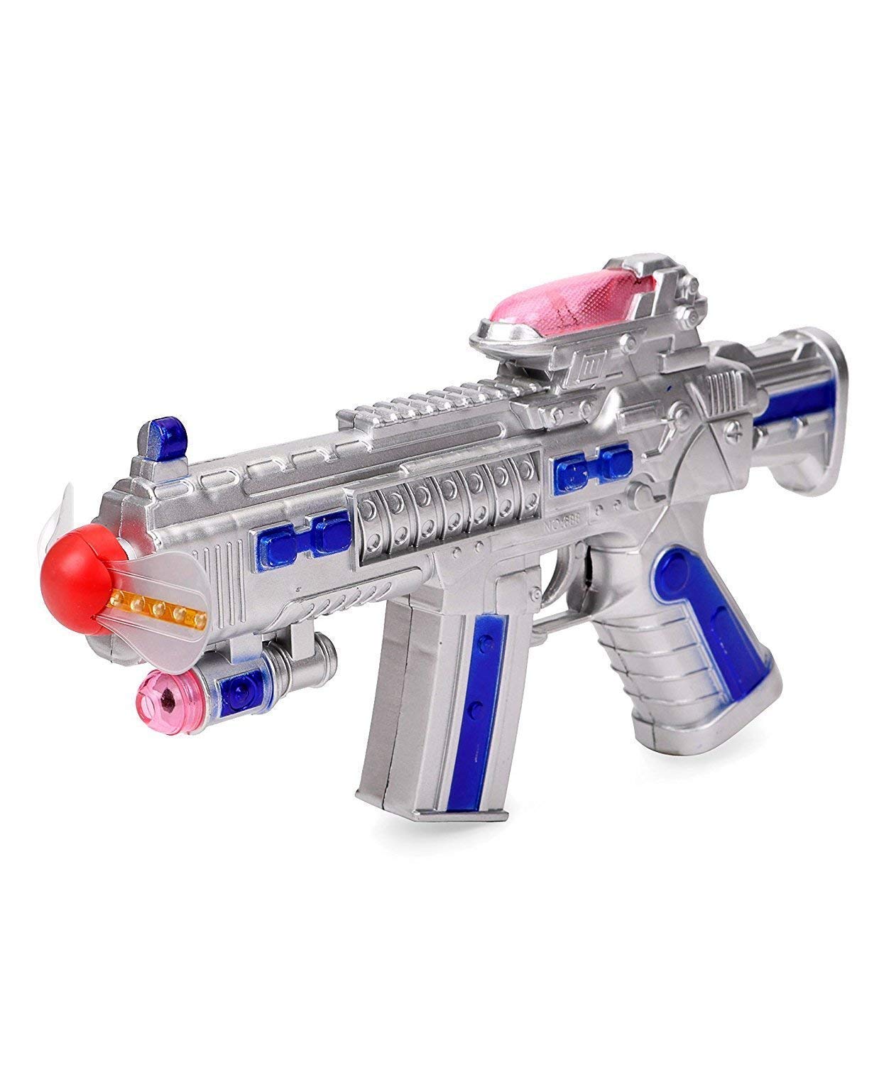 1435 Space Gun Toy for Kids with Sound & led Matrix Flashing Rotating Blades | Blasting Sound & Colorful Light Effects. | pubg Gun for Kids- Multi Color