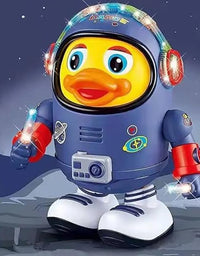 Dancing Space Duck Toy Battery Operated Toy Figure with Lights and Sounds, Dancing Robot with Space Elements Designed for Infants,Babies,Kids (Pack of 1)
