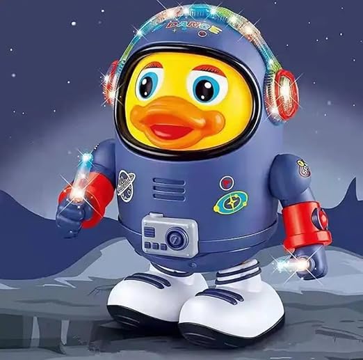 Dancing Space Duck Toy Battery Operated Toy Figure with Lights and Sounds, Dancing Robot with Space Elements Designed for Infants,Babies,Kids (Pack of 1)