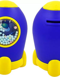 Rocket Piggy Bank for Kids | Steel Coin Bank| 3D embossing Coin Bank
