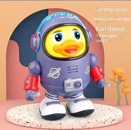 Dancing Space Duck Toy Battery Operated Toy Figure with Lights and Sounds, Dancing Robot with Space Elements Designed for Infants,Babies,Kids (Pack of 1)