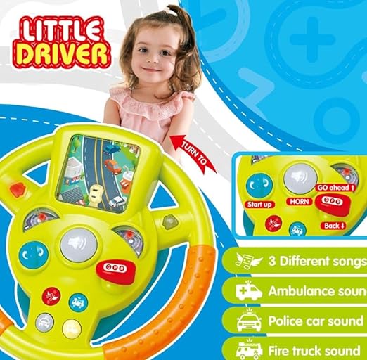 Little Driver Steering Wheel Toy with Music, Games & Vehicle Sounds