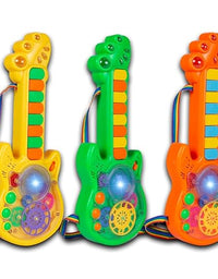 Battery Operated Musical Toy Guitar with 8 Keys & 3D Gear & Flash Light Effects for Kids/Baby/Girls/Boys/Gifts/Toddlers
