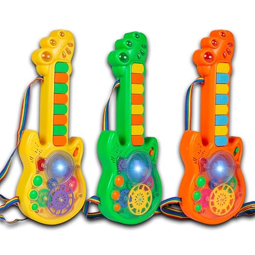 Battery Operated Musical Toy Guitar with 8 Keys & 3D Gear & Flash Light Effects for Kids/Baby/Girls/Boys/Gifts/Toddlers