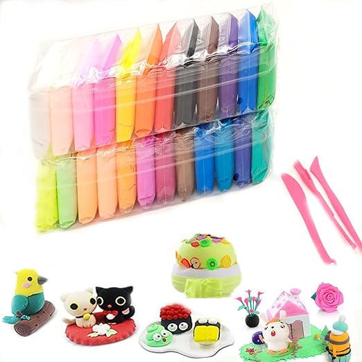 Super Light Colored Pexon Clay with Air Dry Magic & Tools (Set of 8)