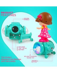 Fashion Girl Musical Dancing Girl 360 Degree Rotating with 5D Light and Musical Sound Activity Kids' Play Center Toy with Bump and Go Functions 1+ Year Kids
