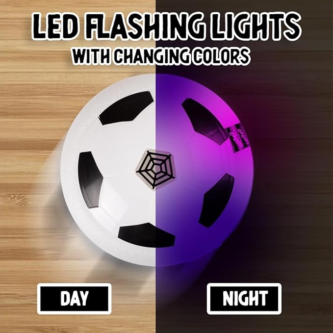 Indoor Pro Air Rechargeable Floating Hover Football with Colorful Flash Light Effect| Multicolor | USB Cable (Included)