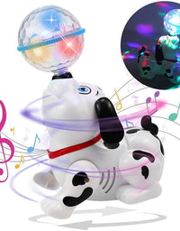 Dancing Dog Toys with Led Lights Flashing and Music, 360 Body Spinning Dog Toy
