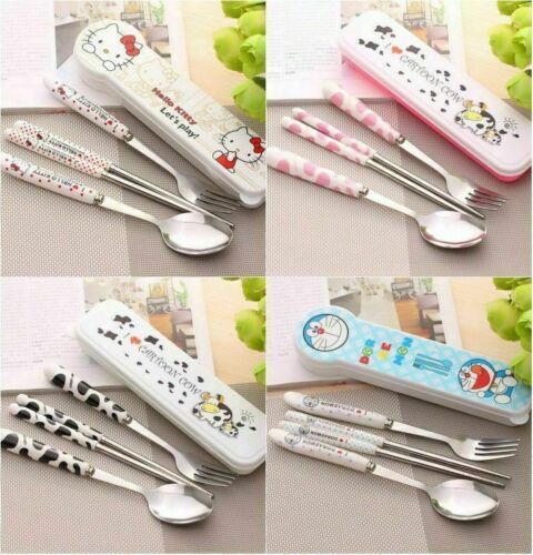 Portable Stainless Steel Cutlery Set – Spoon, Fork & Chopsticks with Case