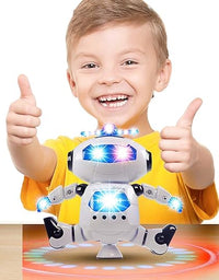 Dancing Naughty Robot with 3D Flashing Lights & Music for Kids, Battery Operated, Multi Color (360 Degree Dancing Smart Robot)
