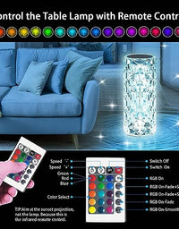 Conquer Crystal Rose Diamond Lamp for Bedroom - 16 Colour Changing LED Night Lights USB Remote & Touch Control Night Lamp | Touch Controle | 16 Color LED Light
