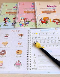 Magic Book for Kids, Sank Magic Practice Copybook, (4 Book+10 Refill+1 Pen+1 Grip) | Buy 1 Set get 1 Set Free**
