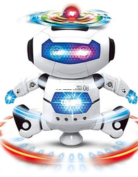 Dancing Naughty Robot with 3D Flashing Lights & Music for Kids, Battery Operated, Multi Color (360 Degree Dancing Smart Robot)
