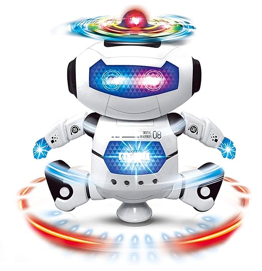 Dancing Naughty Robot with 3D Flashing Lights & Music for Kids, Battery Operated, Multi Color (360 Degree Dancing Smart Robot)