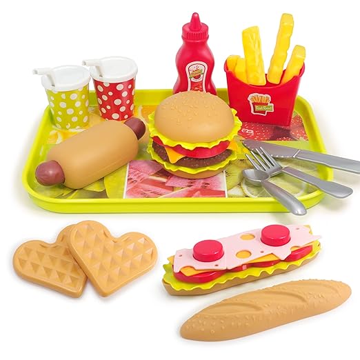 Pretend Play Food Set , Removable Food Toys Burger Combo and Assortment