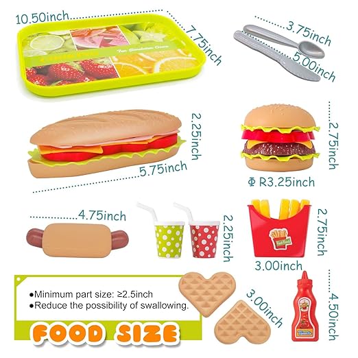 Pretend Play Food Set , Removable Food Toys Burger Combo and Assortment