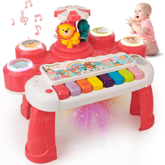 Animal Concert Musical Piano for Kids – Rotary Electronic Organ with Lights & Sound (Multicolor)