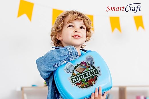 Smartcraft Ultimate Kid Chef Bring Along Kitchen Cooking Suitcase Set (27 Pieces) Luxury Kitchen Set Cooking Toy with Briefcase and Accessories Plastic Kitchen Food Play Set for Girls & Boys - Multicolor (New) - Made In India