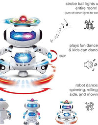 Dancing Naughty Robot with 3D Flashing Lights & Music for Kids, Battery Operated, Multi Color (360 Degree Dancing Smart Robot)
