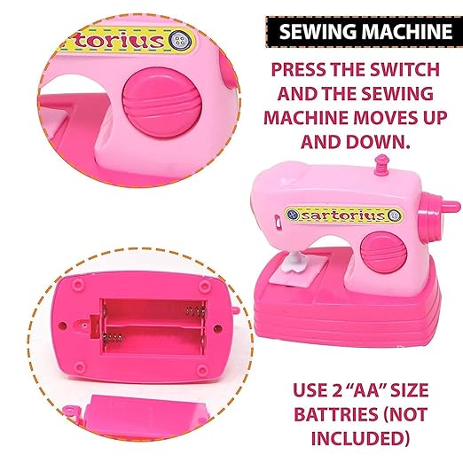 Household Home Appliances Kitchen New Play Sets Toys for Girls with Realistic Sound, Washing Machine, Sewing Machine, Vacuum Cleaner & Iron (Pink) (6Pcs)