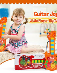 Battery Operated Musical Toy Guitar with 8 Keys & 3D Gear & Flash Light Effects for Kids/Baby/Girls/Boys/Gifts/Toddlers
