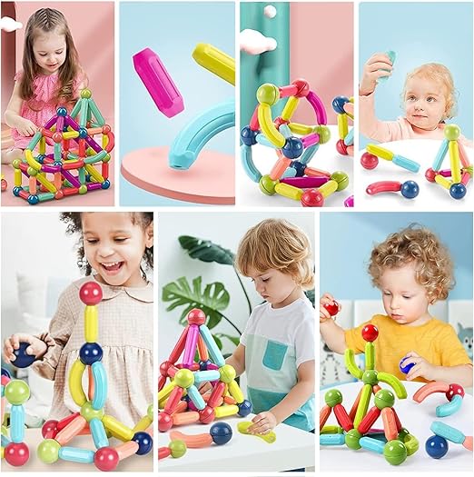 Magnetic Sticks Building Blocks Toy for Kids, Magnetic Balls and Rods Set Kids Montessori Toys Stacking Toys for Kids Age 3+ Years (25 Pcs)