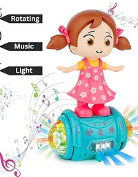 Fashion Girl Musical Dancing Girl 360 Degree Rotating with 5D Light and Musical Sound Activity Kids' Play Center Toy with Bump and Go Functions 1+ Year Kids
