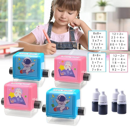 Math Roller Stamp Set | Addition, Subtraction, Multiplication, Division Practice Tool (Set of 4)