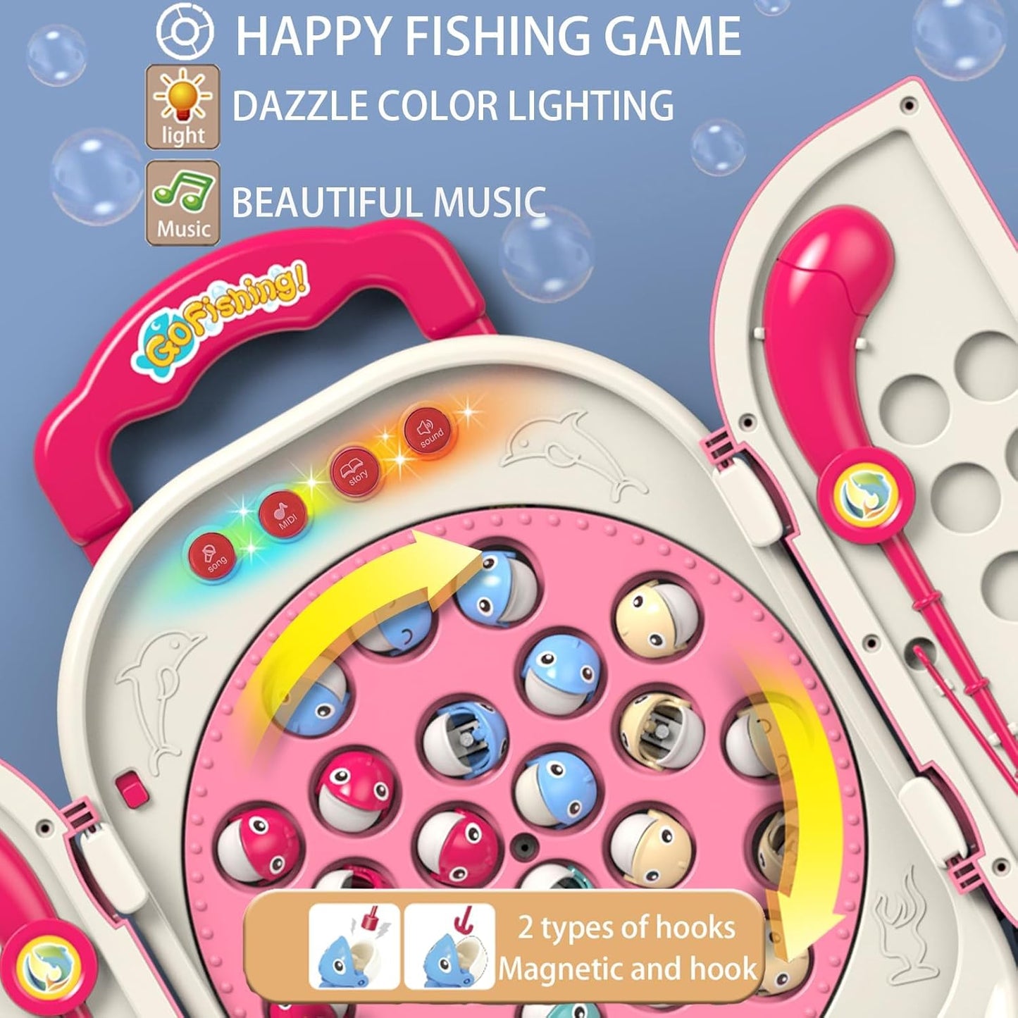 Magnetic Fishing Game Toy Set with Rotating Board