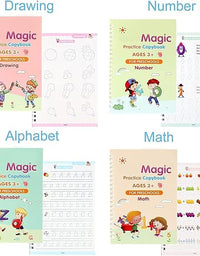 Magic Book for Kids, Sank Magic Practice Copybook, (4 Book+10 Refill+1 Pen+1 Grip) | Buy 1 Set get 1 Set Free**
