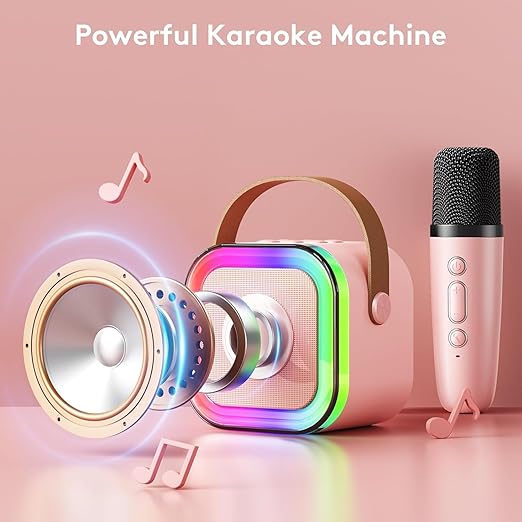 Karaoke Colorful Bluetooth Speaker with Mic System for Home Singing Magic Ai Voice Changer Portable Mini Wireless Speaker for House Parties Birthday Gifts Events