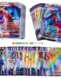 Playing Cards for Kids, 55 PCS,Rainbow Foil Card Assorted Cards TCG Deck Box - V Series Cards Vmax GX Rare Golden Cards and Common-Rare Mystery Card
