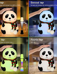 Panda Touch Silicone Lamp,7 Colour Changing Night Light for Kids Bedroom,USB Rechargeable with Gesture Control
