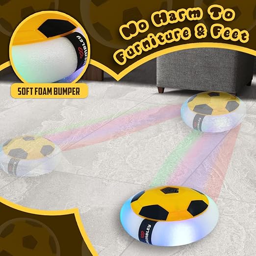 Indoor Pro Air Rechargeable Floating Hover Football with Colorful Flash Light Effect| Multicolor | USB Cable (Included)