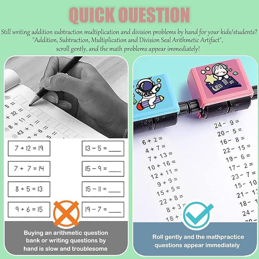 Math Roller Stamp Set | Addition, Subtraction, Multiplication, Division Practice Tool (Set of 4)