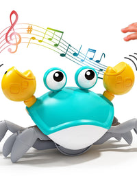 Crawling Crab Toy with Light Up, Interactive Musical Toy with Automatically Avoid Obstacles, USB Rechargeable
