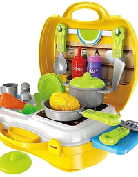 Smartcraft Ultimate Kid Chef Bring Along Kitchen Cooking Suitcase Set (27 Pieces) Luxury Kitchen Set Cooking Toy with Briefcase and Accessories Plastic Kitchen Food Play Set for Girls & Boys - Multicolor (New) - Made In India
