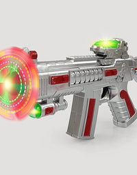 1435 Space Gun Toy for Kids with Sound & led Matrix Flashing Rotating Blades | Blasting Sound & Colorful Light Effects. | pubg Gun for Kids- Multi Color
