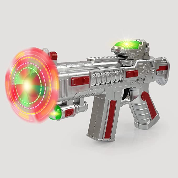 1435 Space Gun Toy for Kids with Sound & led Matrix Flashing Rotating Blades | Blasting Sound & Colorful Light Effects. | pubg Gun for Kids- Multi Color