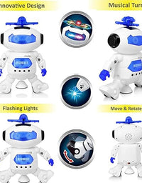 Dancing Naughty Robot with 3D Flashing Lights & Music for Kids, Battery Operated, Multi Color (360 Degree Dancing Smart Robot)
