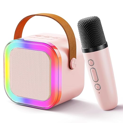 Karaoke Colorful Bluetooth Speaker with Mic System for Home Singing Magic Ai Voice Changer Portable Mini Wireless Speaker for House Parties Birthday Gifts Events