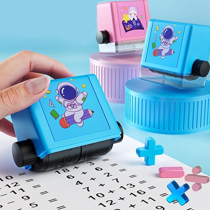 Math Roller Stamp Set | Addition, Subtraction, Multiplication, Division Practice Tool (Set of 4)