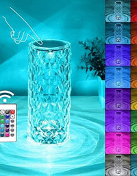 Conquer Crystal Rose Diamond Lamp for Bedroom - 16 Colour Changing LED Night Lights USB Remote & Touch Control Night Lamp | Touch Controle | 16 Color LED Light
